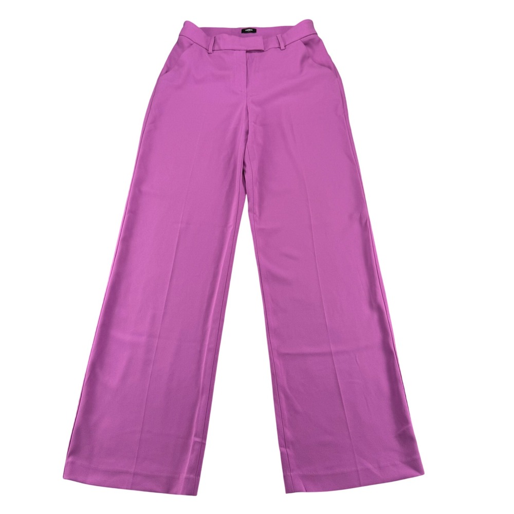 Express Editor Relaxed Trouser Purple Mid Rise Wide Leg Pants Womens 6L Business